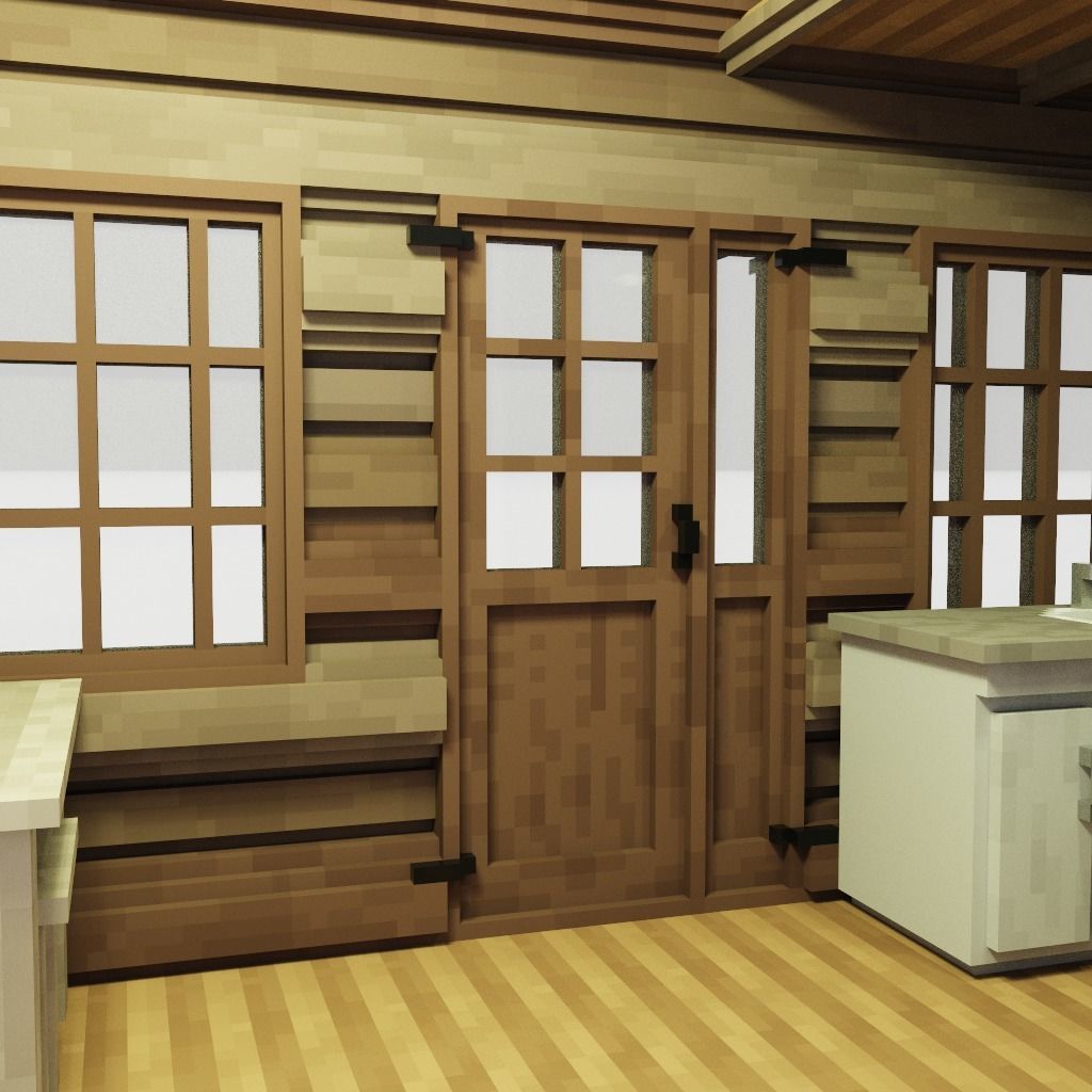 Voxel art cabin 3D model_3