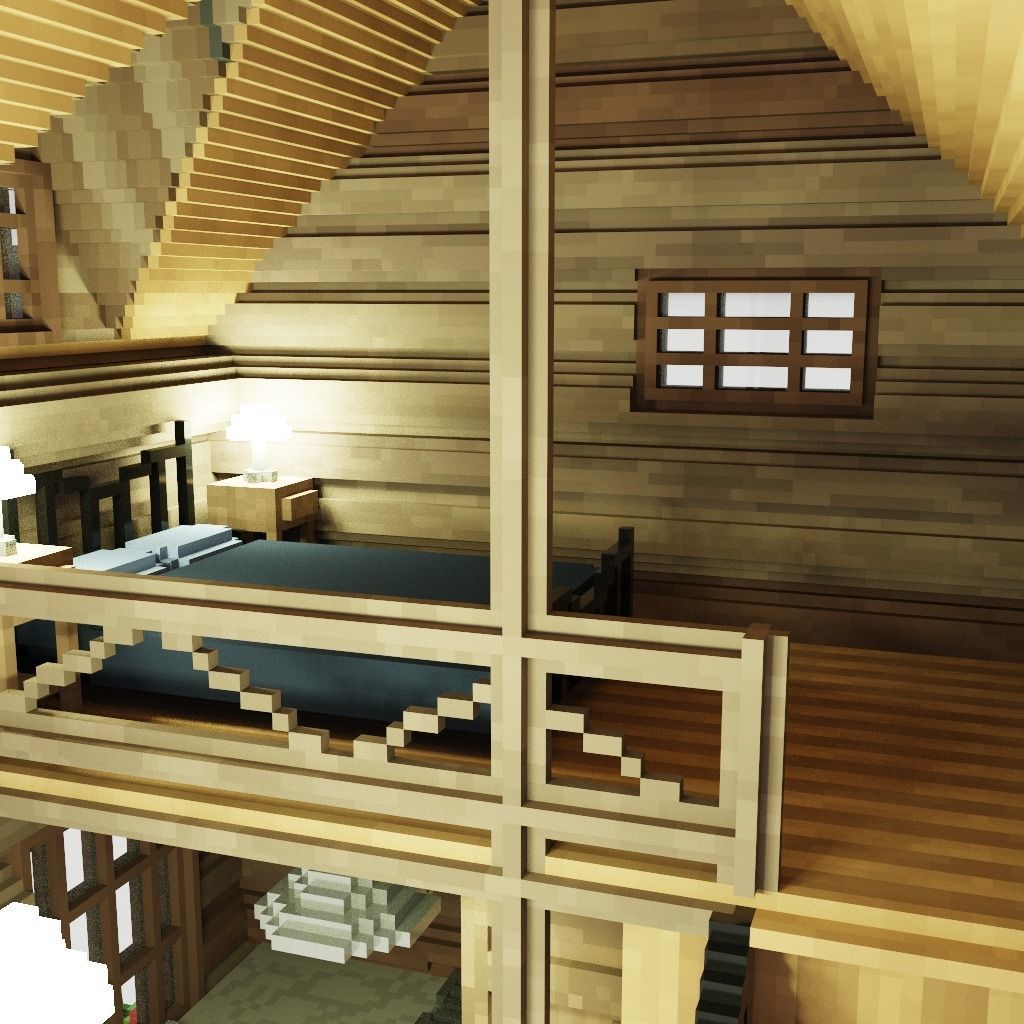 Voxel art cabin 3D model_2