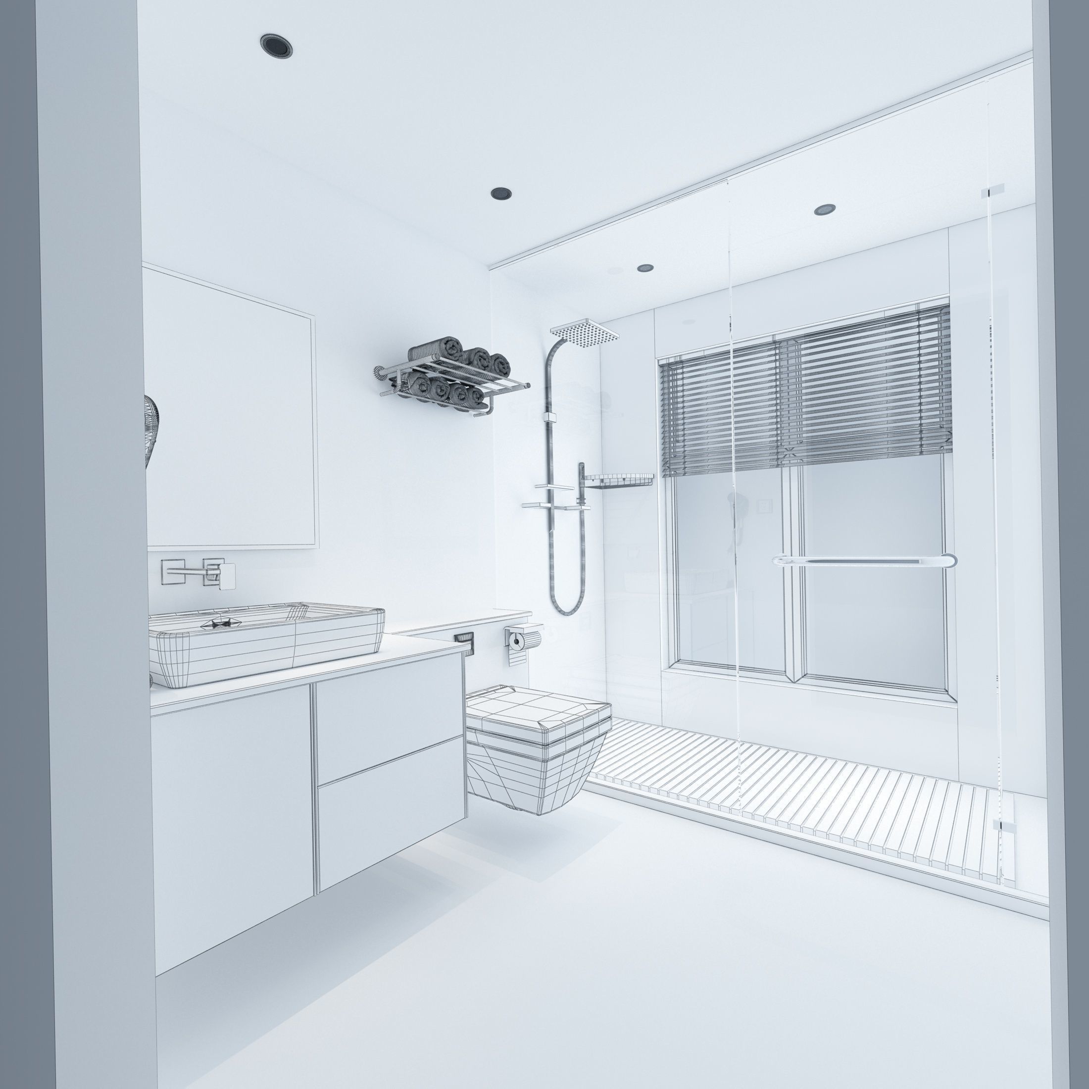 Bathroom modern with glass shower 3D model_4