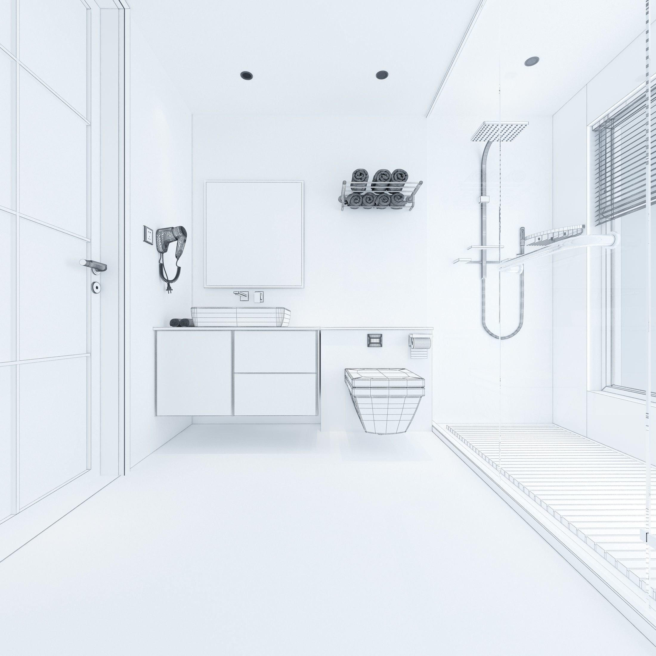 Bathroom modern with glass shower 3D model_5