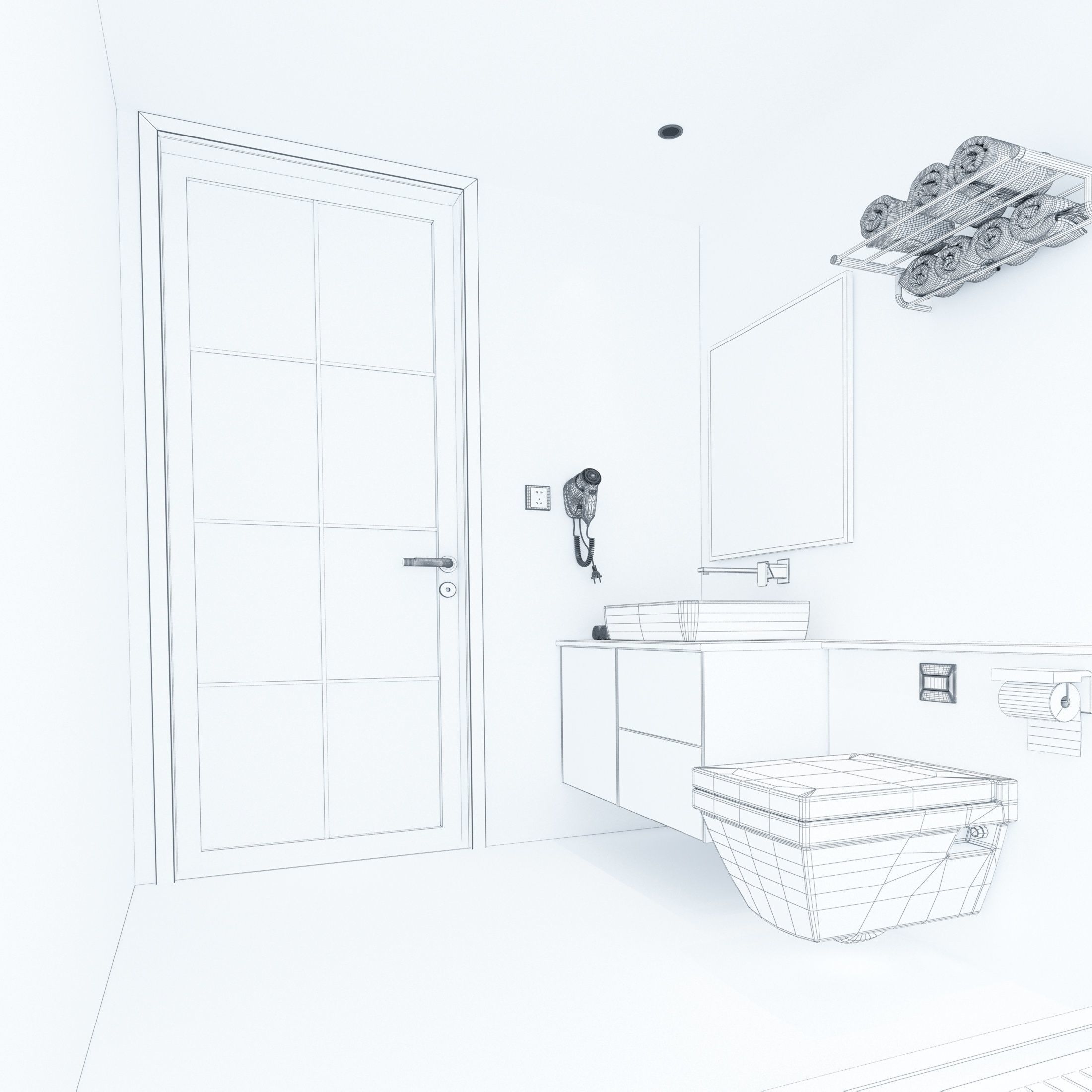 Bathroom modern with glass shower 3D model_3