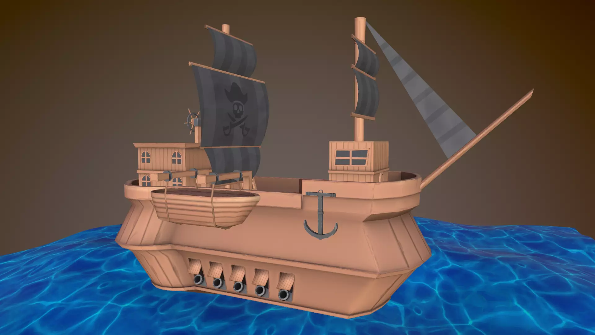 Free Stylized Ship Free low-poly 3D model