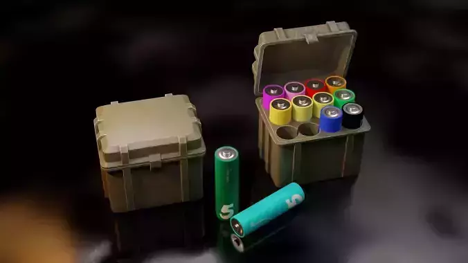 Battery Box Case Low-poly 3D model