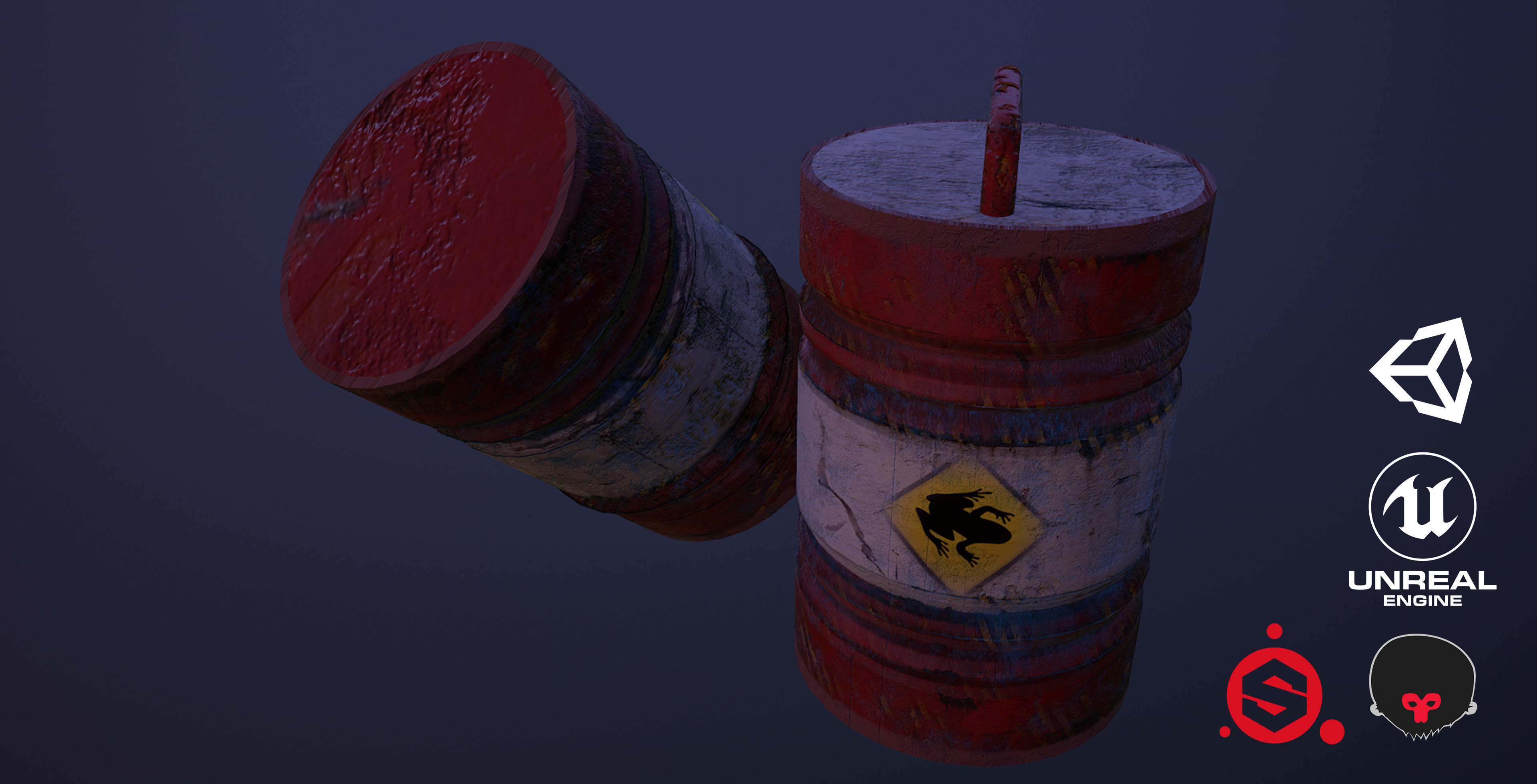 Toxic Barrel Low-poly 3D model_2