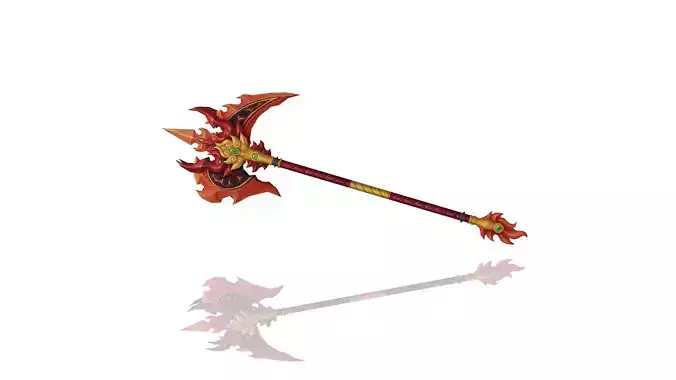 Flame Axe Low-poly 3D model