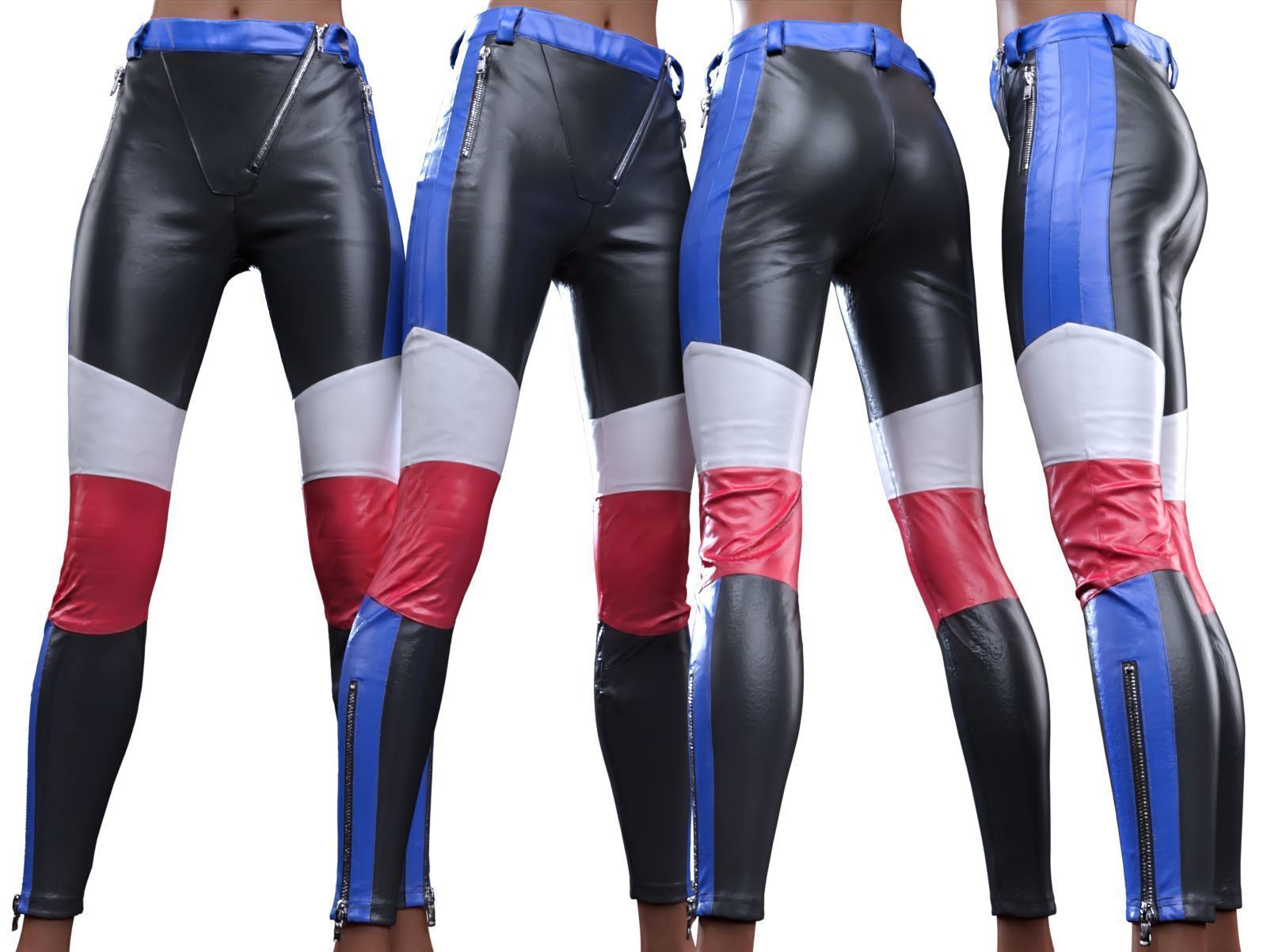 French Leather Trousers 3D model_11