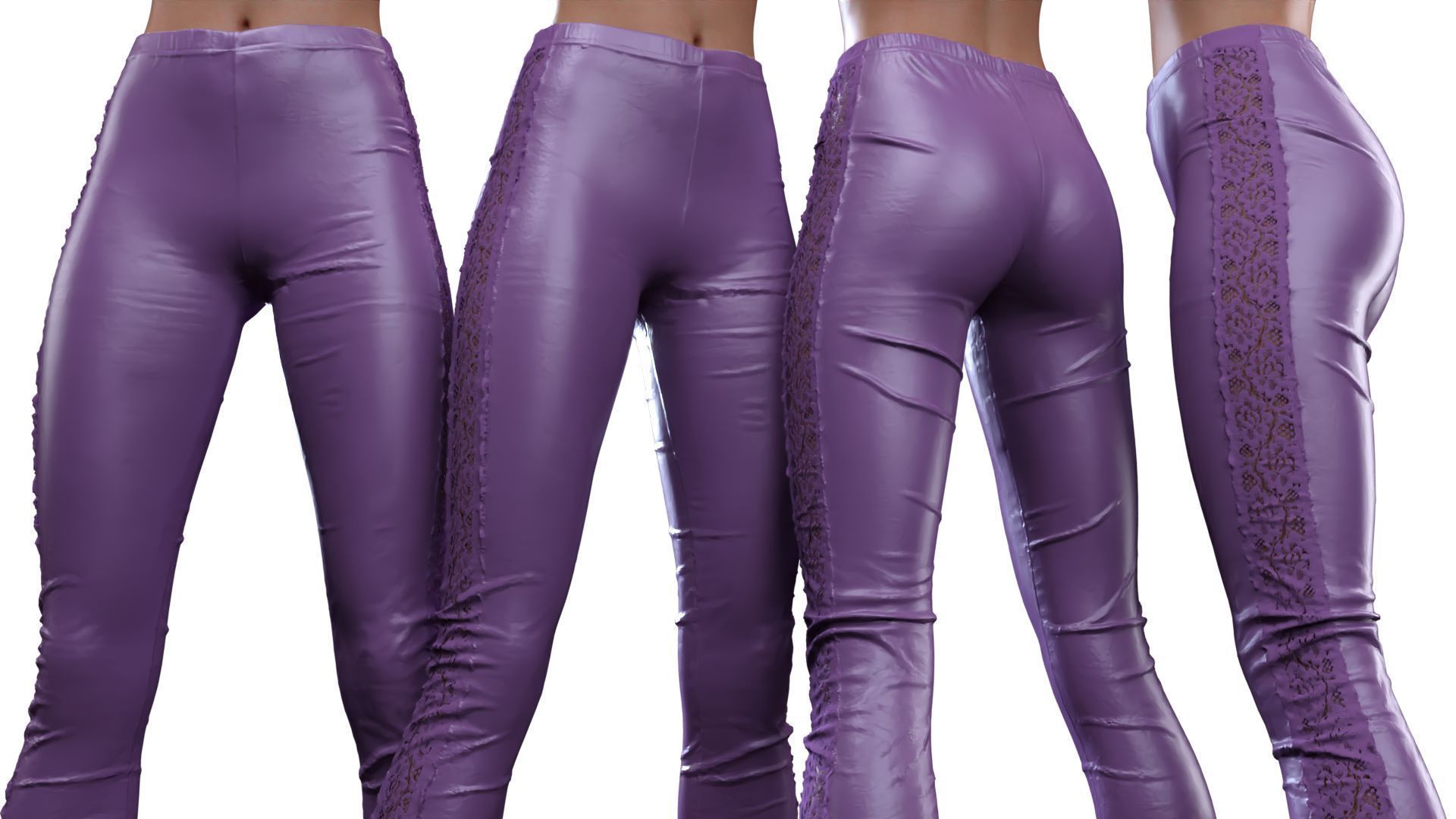 Flower Sides Laced Leggings 3D model_17