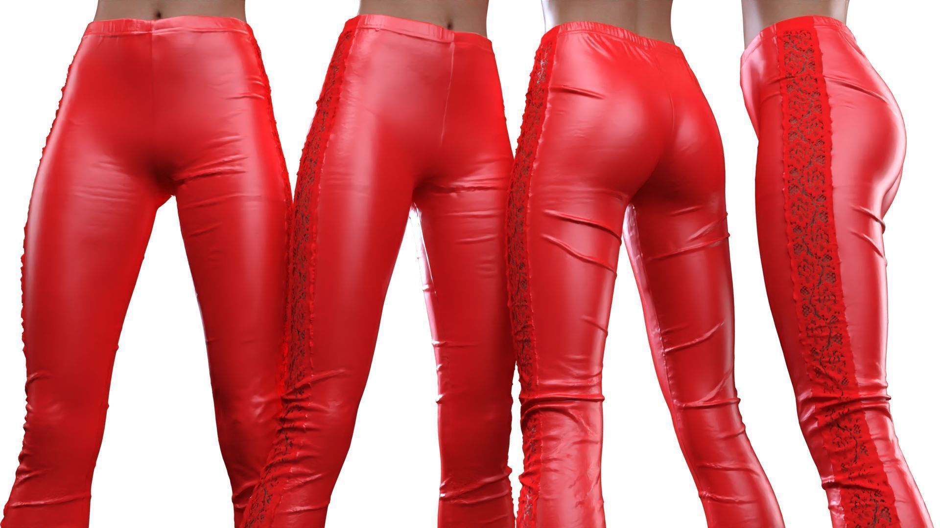Flower Sides Laced Leggings 3D model_15