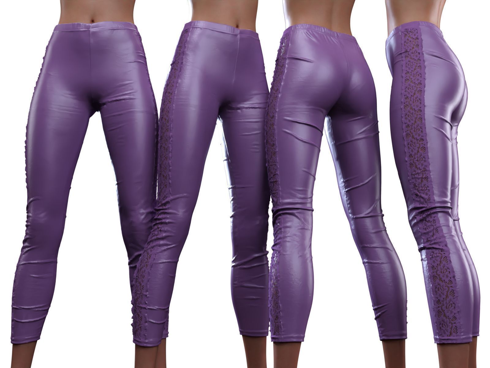 Flower Sides Laced Leggings 3D model_11