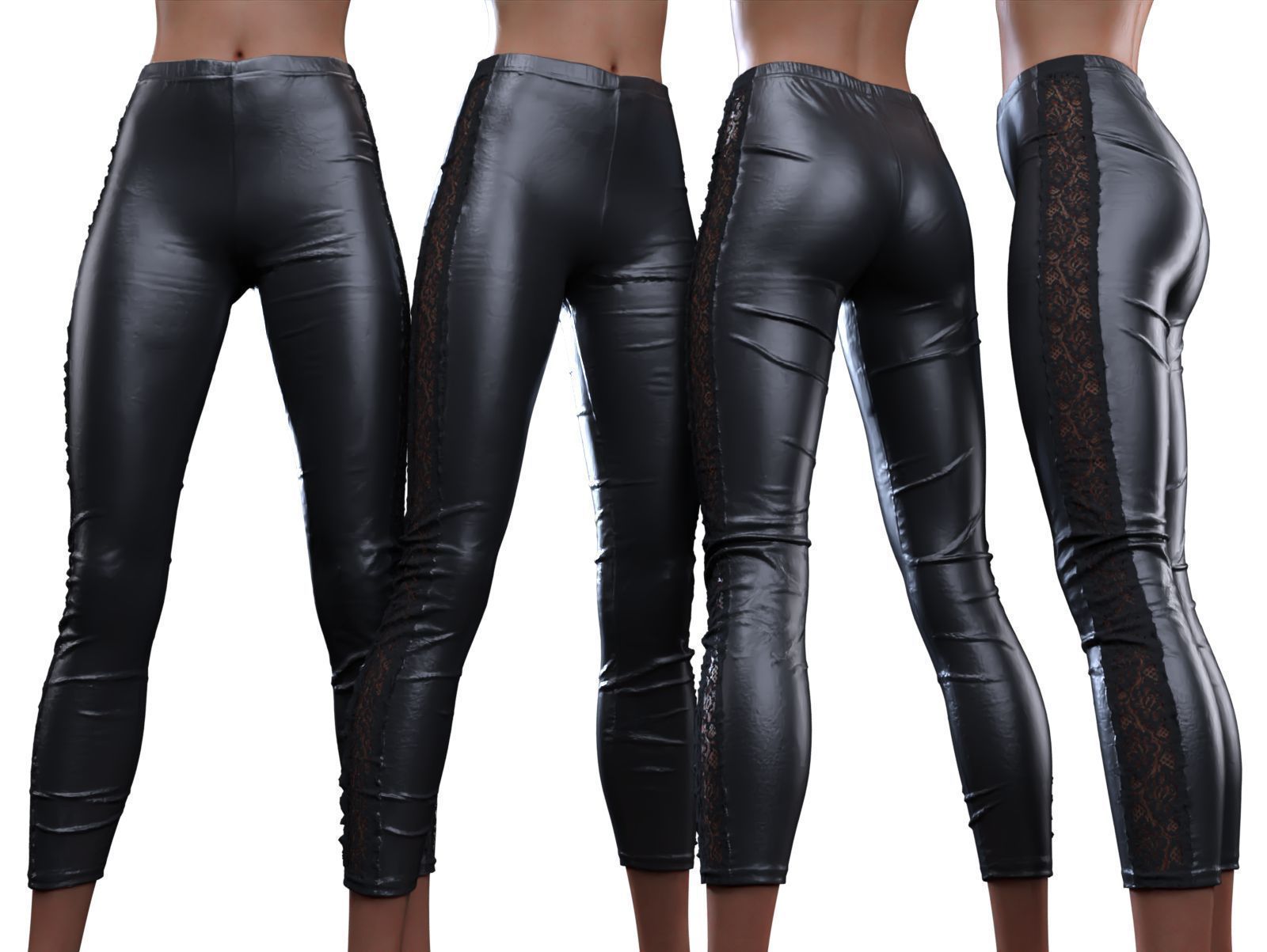 Flower Sides Laced Leggings 3D model_1
