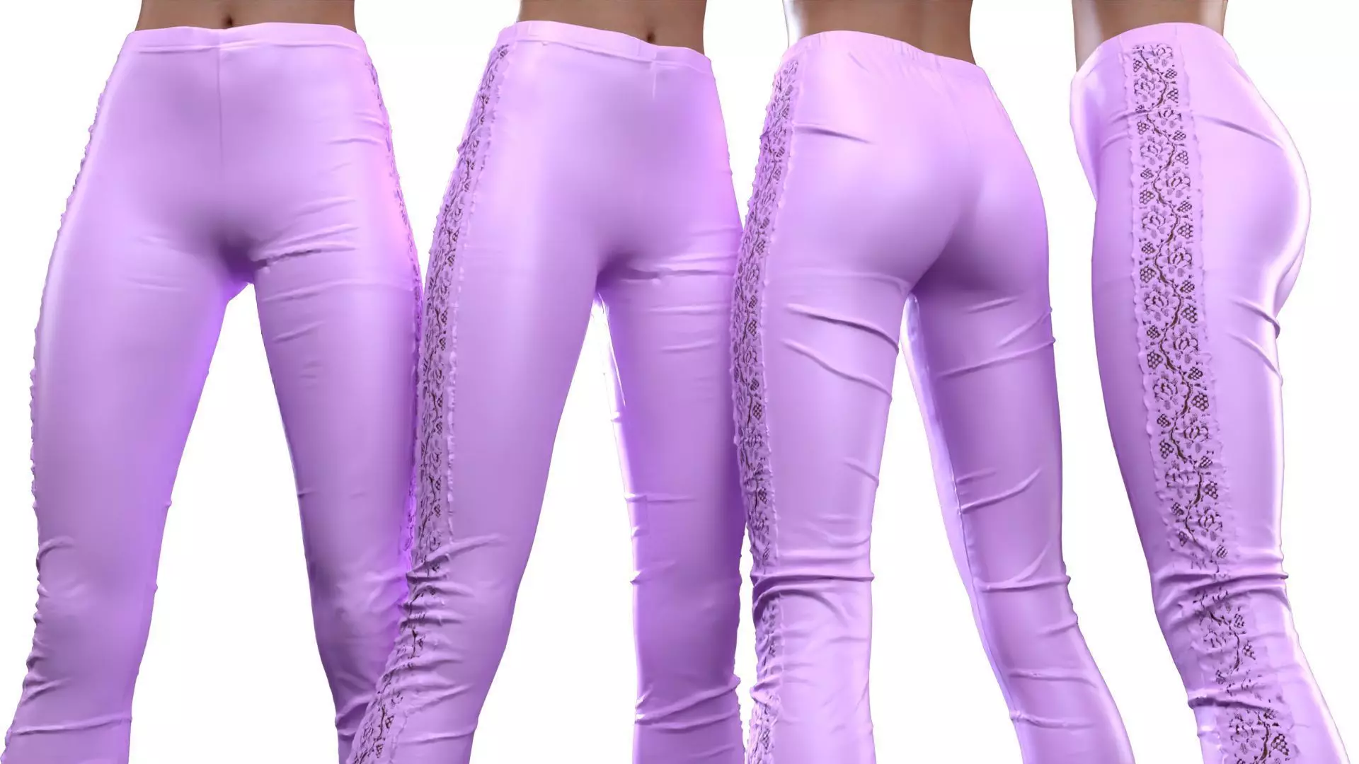 Flower Sides Laced Leggings 3D model_0