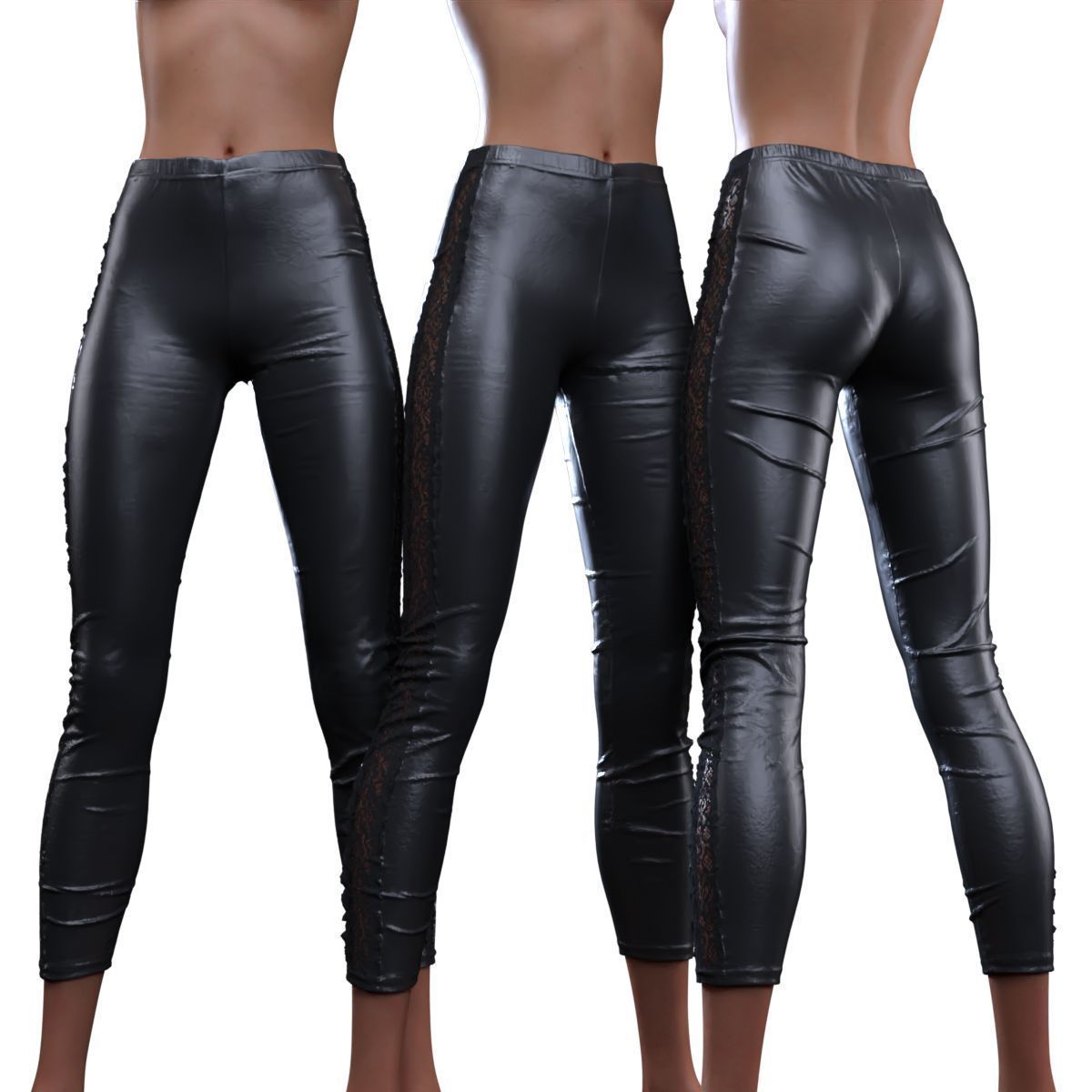 Flower Sides Laced Leggings 3D model_12