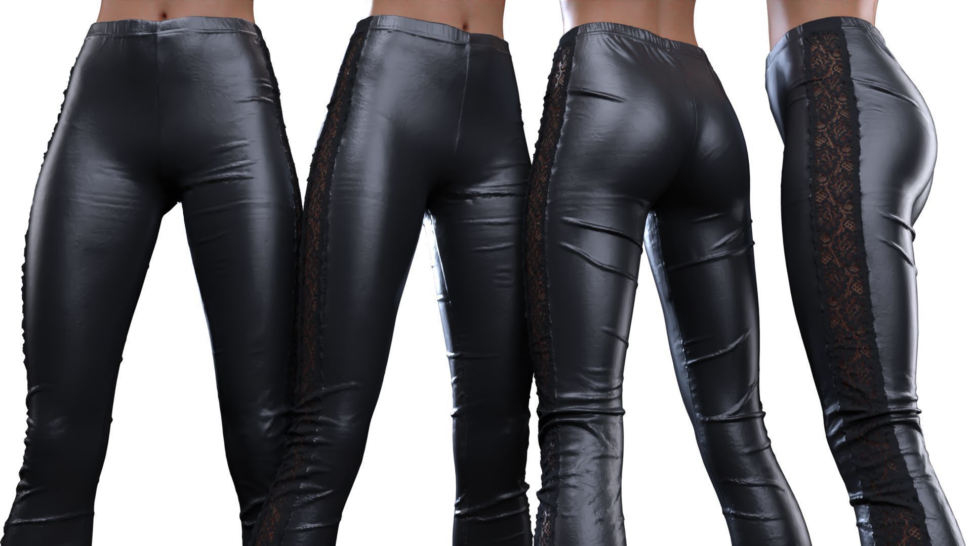 Flower Sides Laced Leggings 3D model_14