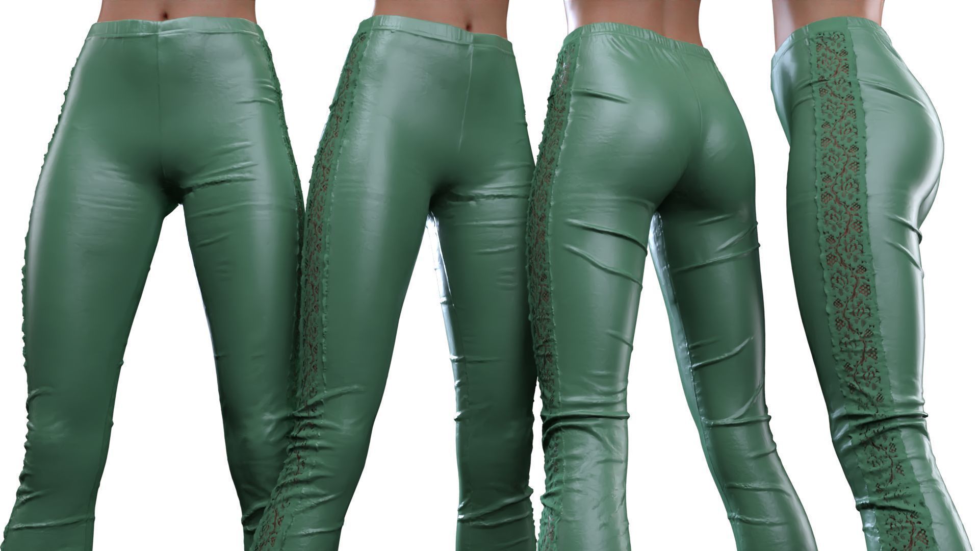 Flower Sides Laced Leggings 3D model_16