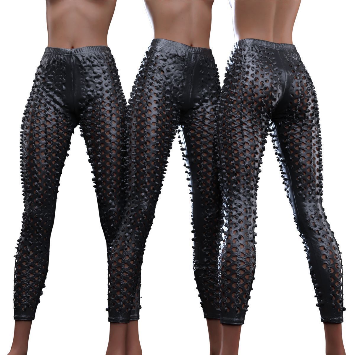 Flared Hole Leggings 3D model_12