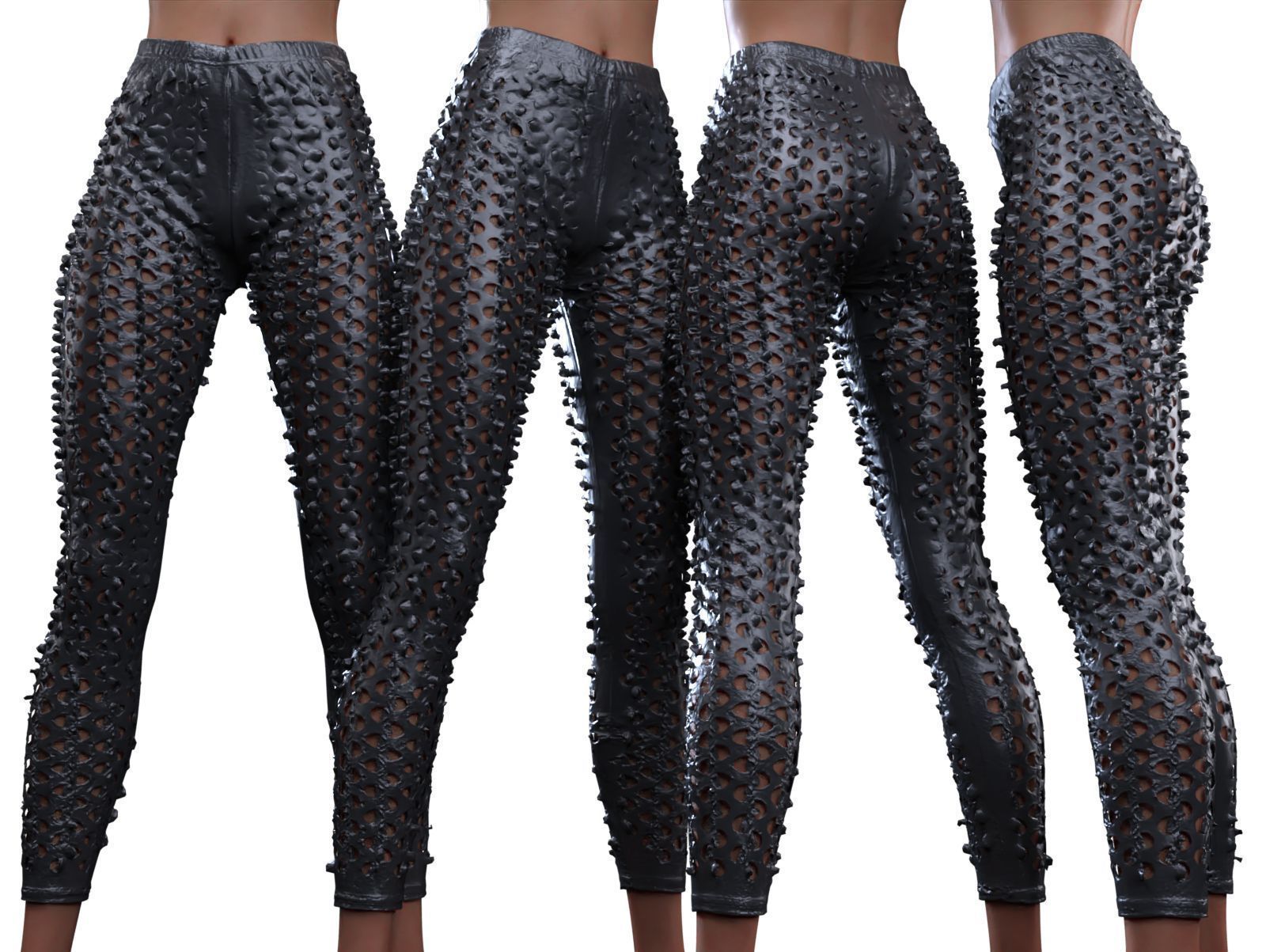 Flared Hole Leggings 3D model_11