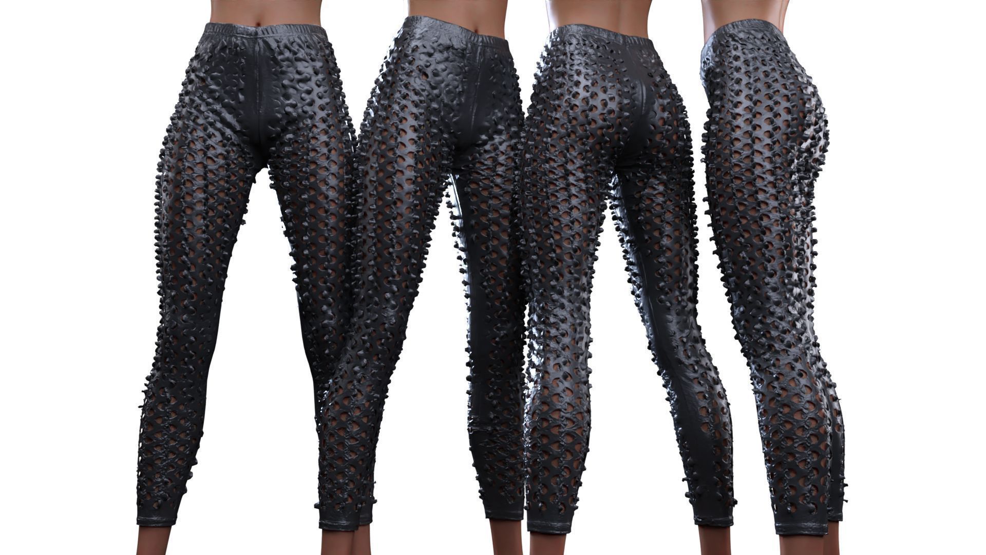 Flared Hole Leggings 3D model_14