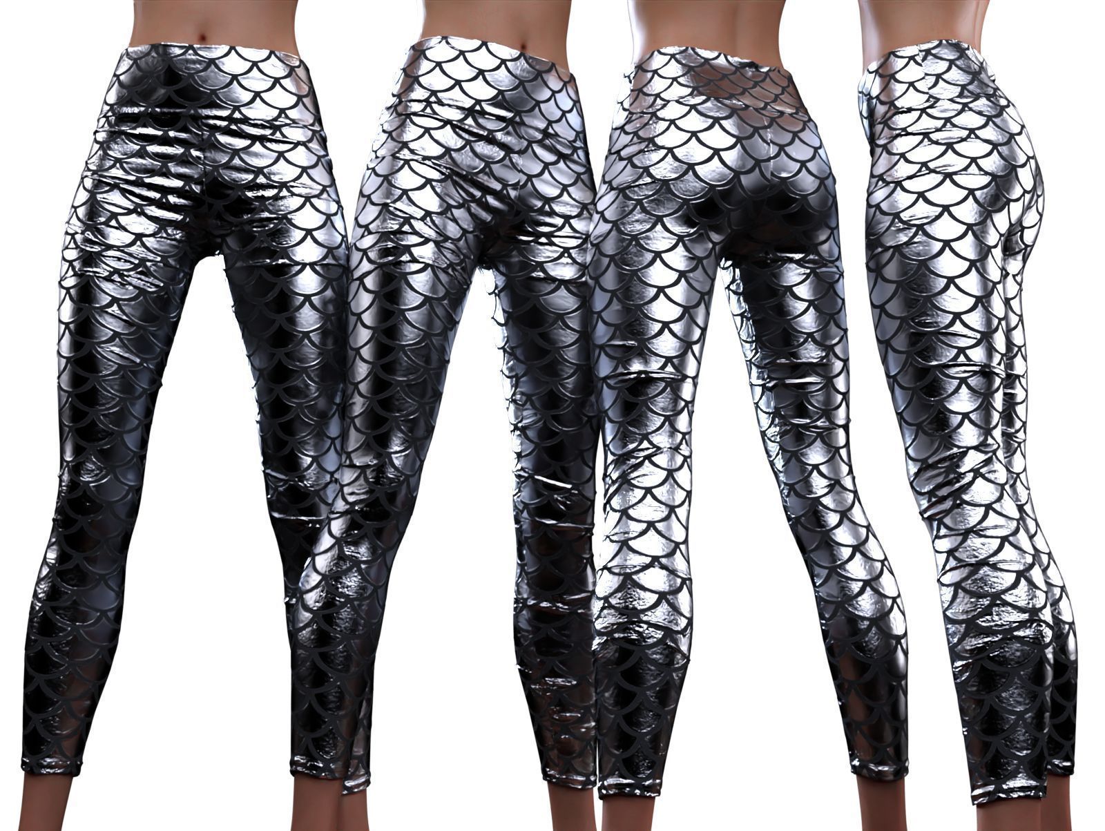 Fish Scale Leggings 3D model_12