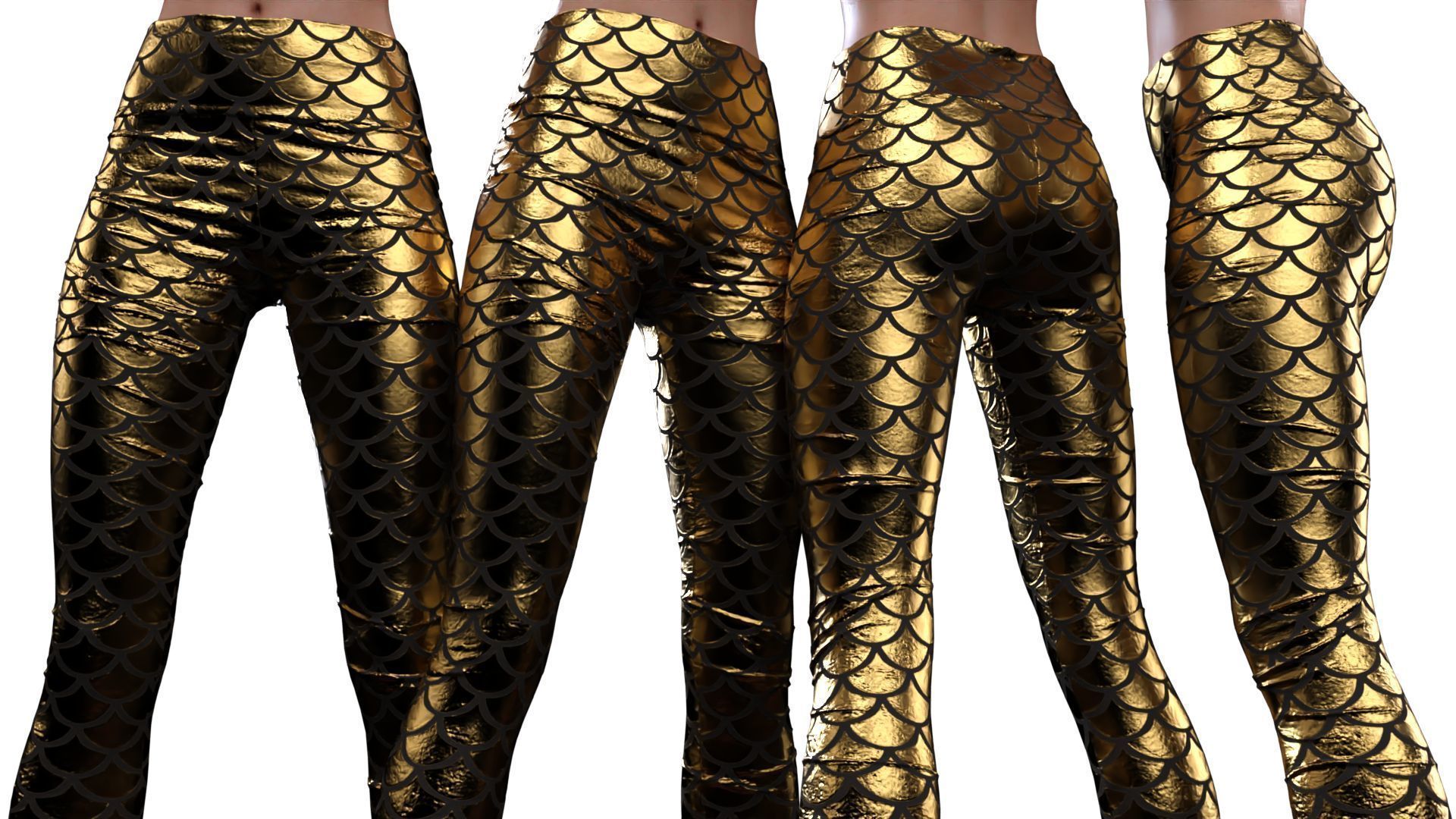 Fish Scale Leggings 3D model_14