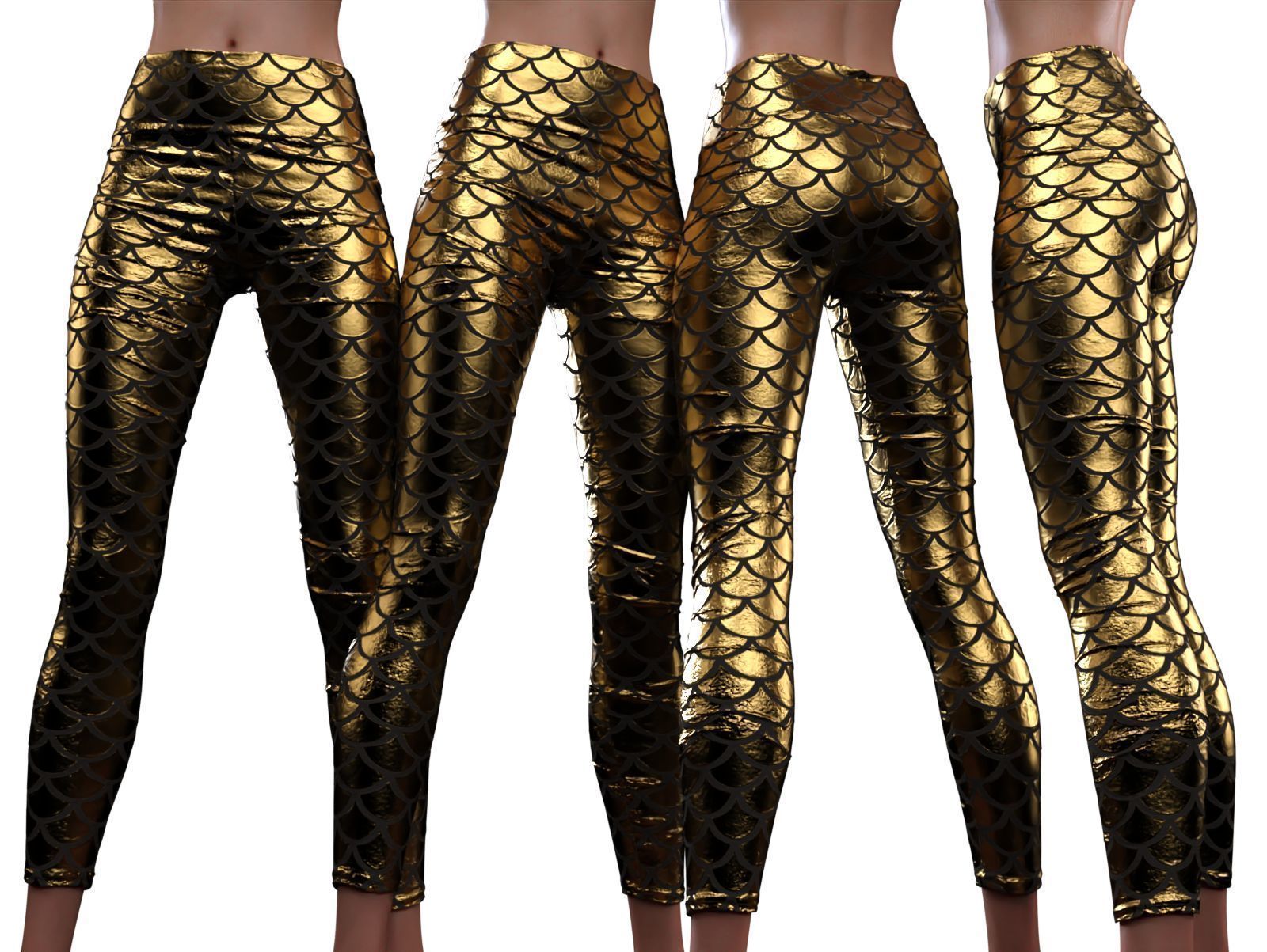 Fish Scale Leggings 3D model_11