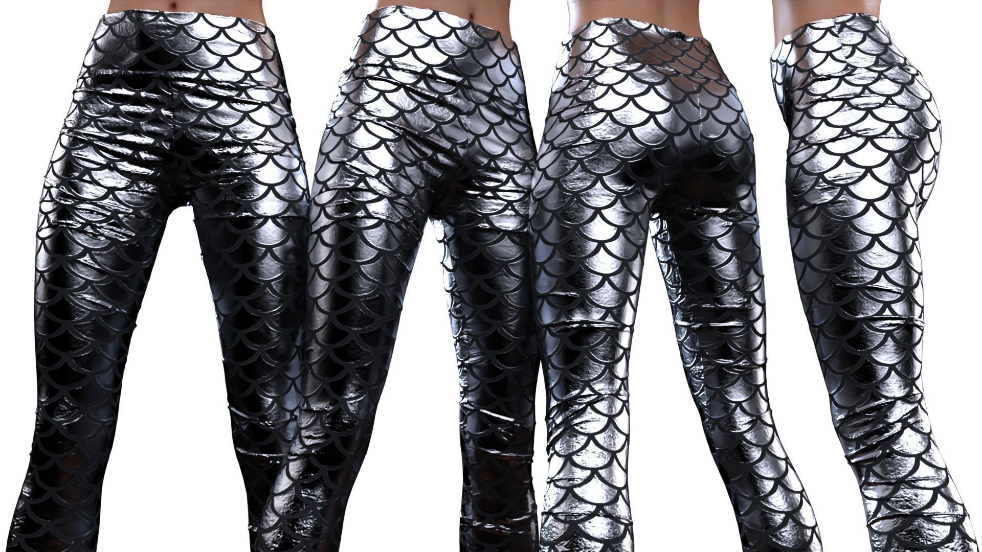 Fish Scale Leggings 3D model_15