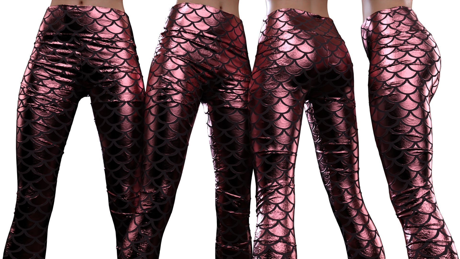 Fish Scale Leggings 3D model_16