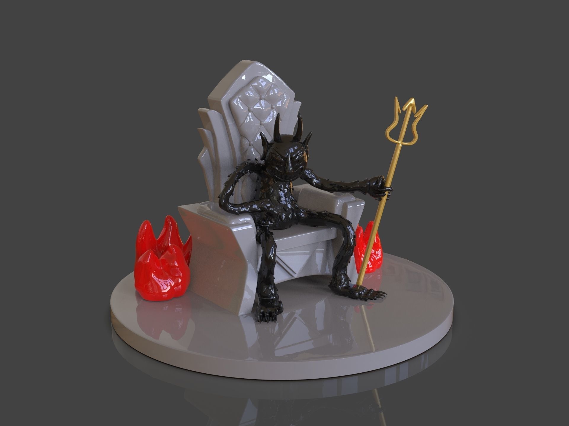 Cuphead The Devil Sculpture 3D print model_6