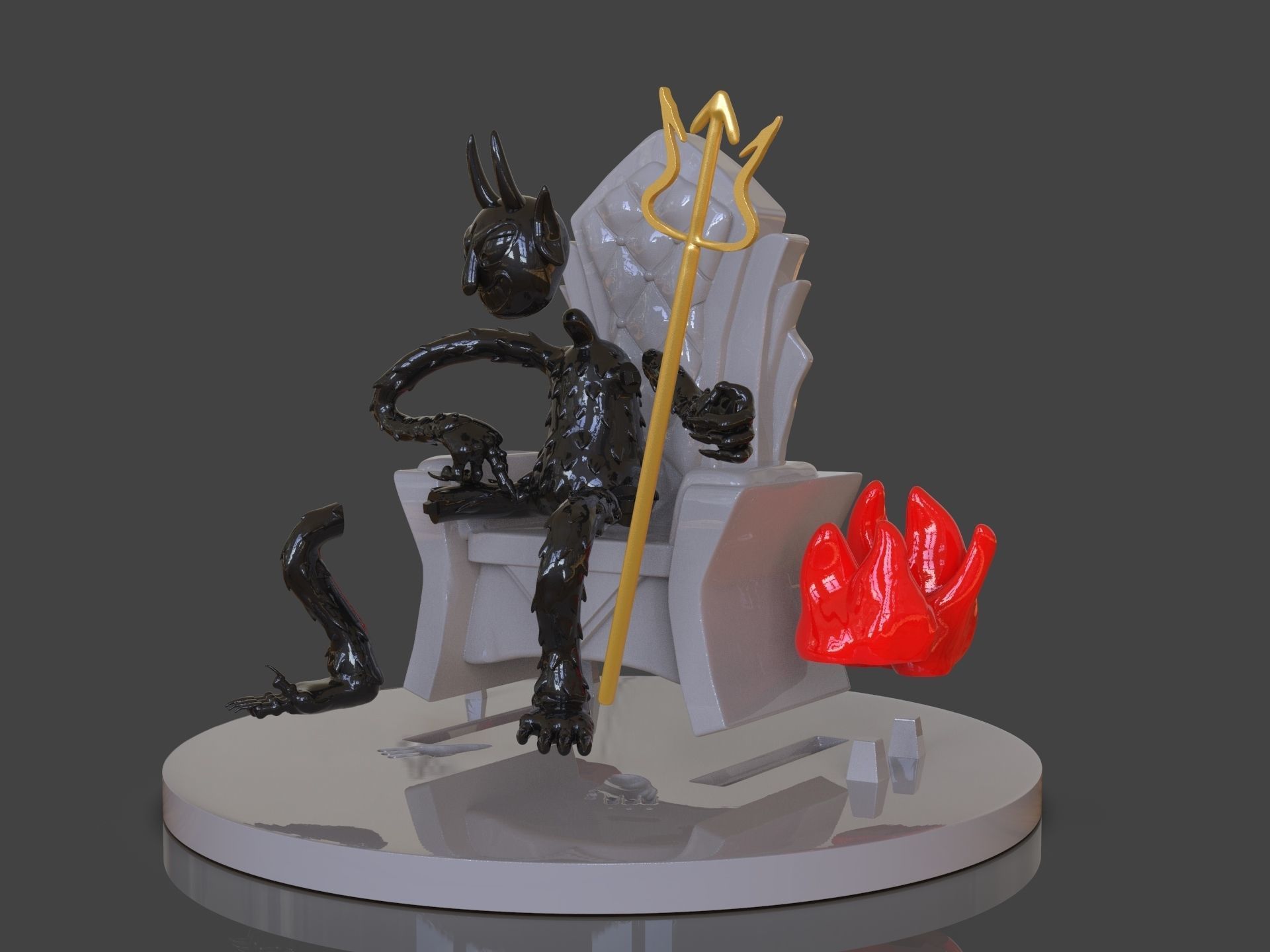 Cuphead The Devil Sculpture 3D print model_12
