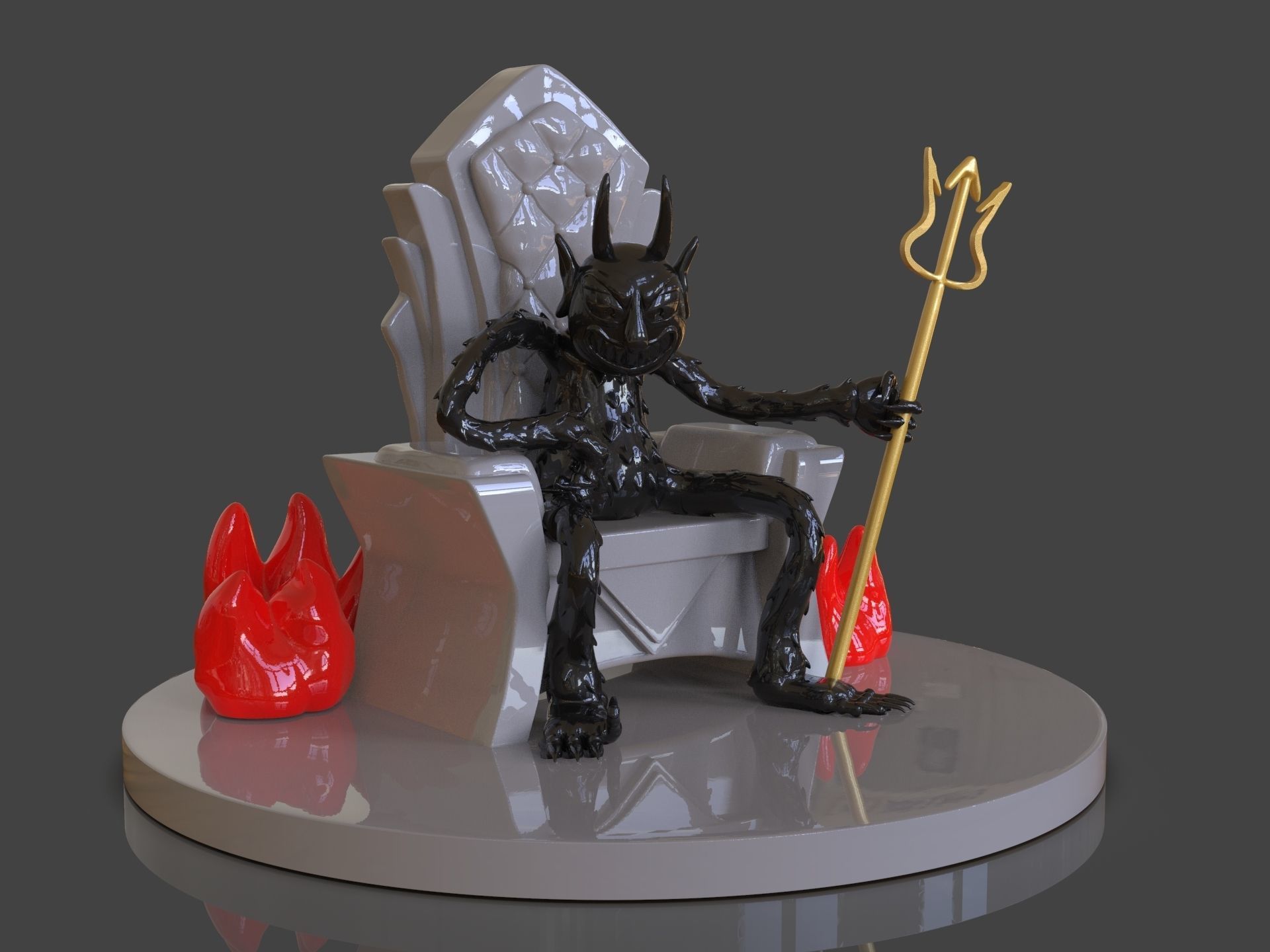 Cuphead The Devil Sculpture 3D print model_2