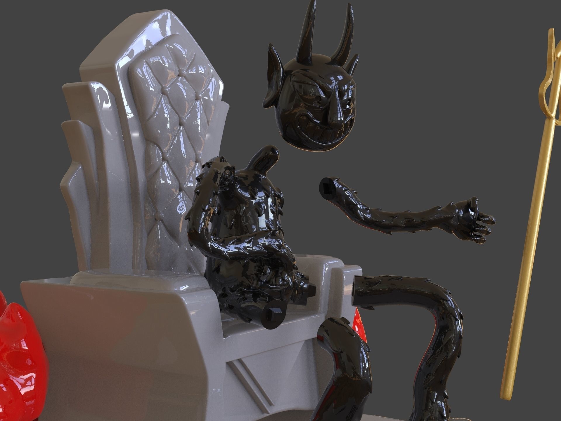 Cuphead The Devil Sculpture 3D print model_19