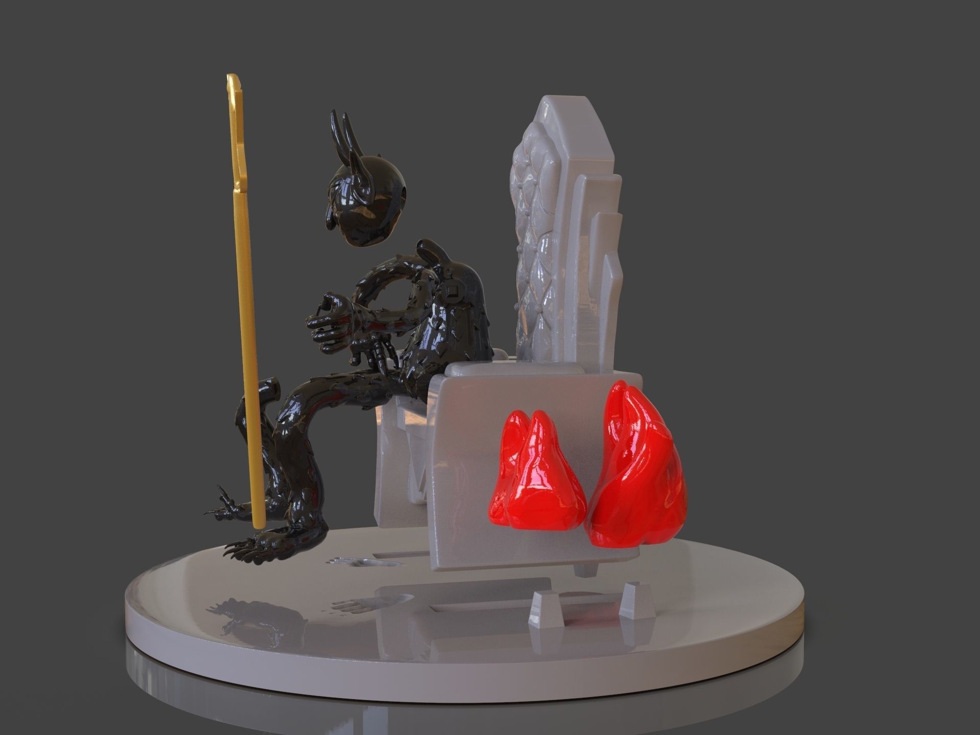 Cuphead The Devil Sculpture 3D print model_13