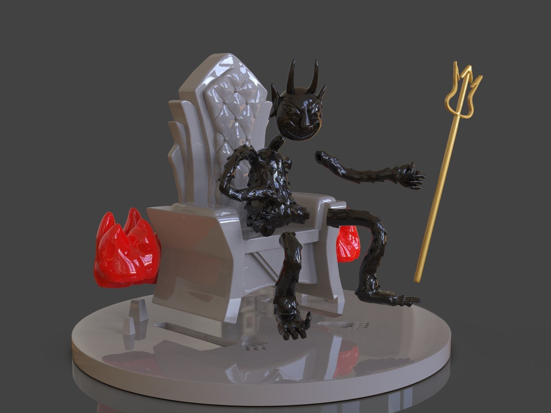 Cuphead The Devil Sculpture 3D print model_16