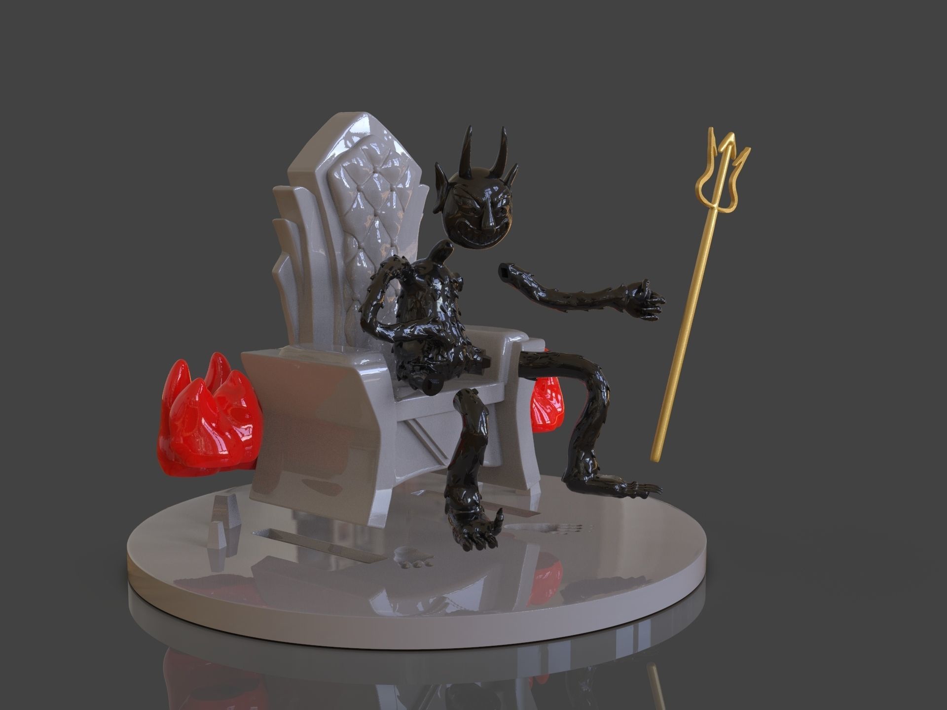 Cuphead The Devil Sculpture 3D print model_20