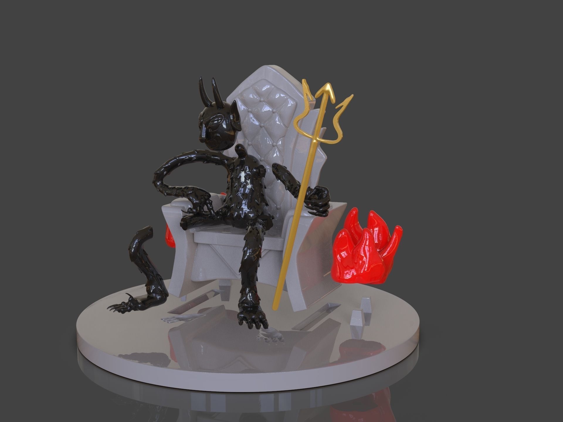 Cuphead The Devil Sculpture 3D print model_21