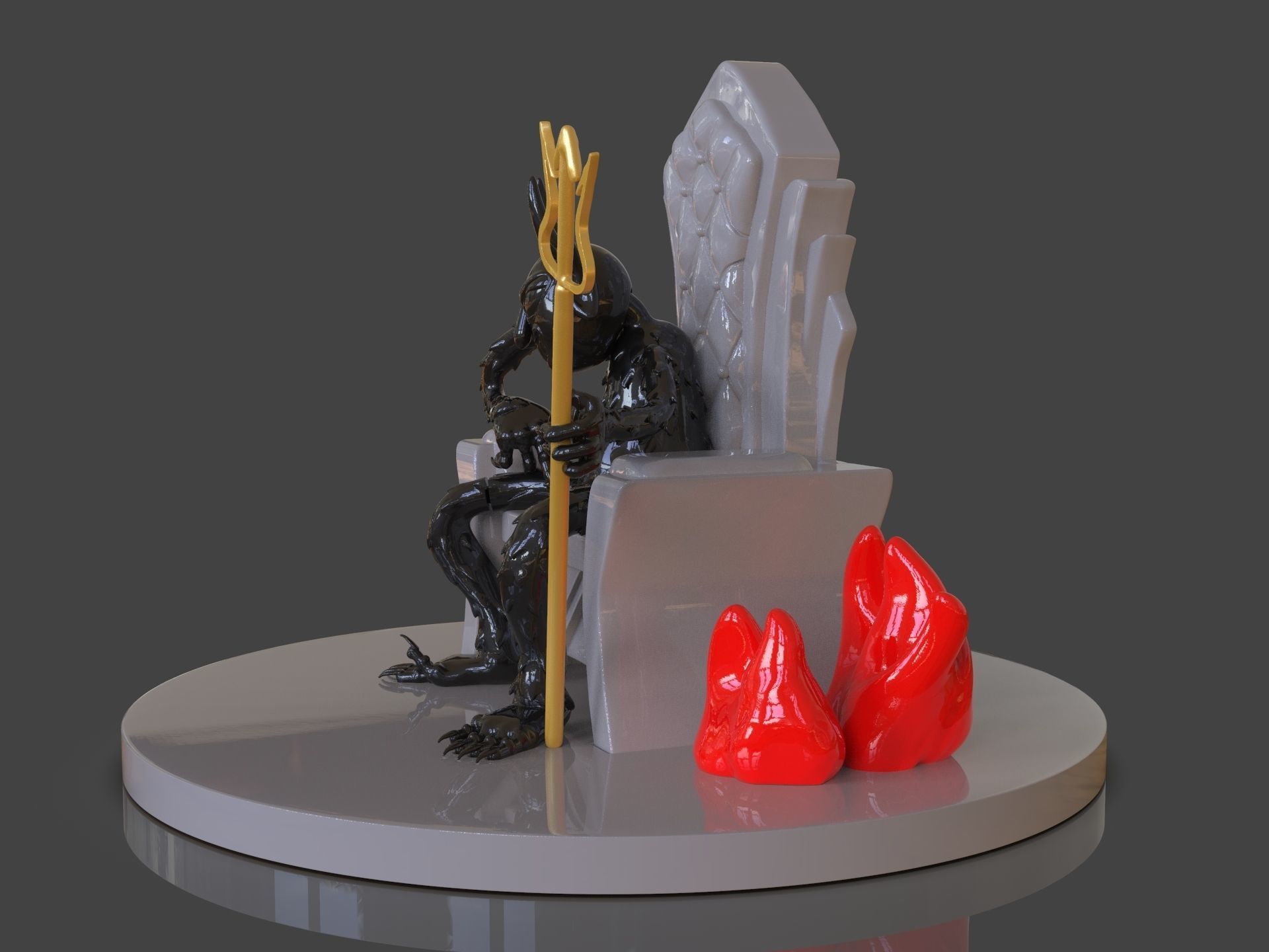 Cuphead The Devil Sculpture 3D print model_1