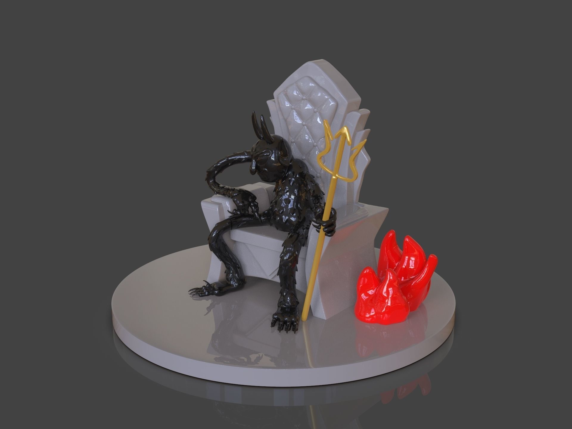 Cuphead The Devil Sculpture 3D print model_7