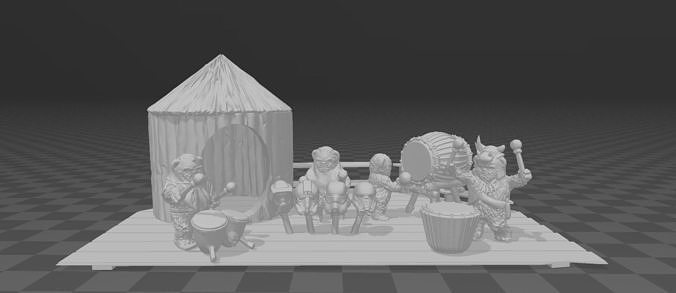 Star Wars Ewok musicians Diorama 3D print model