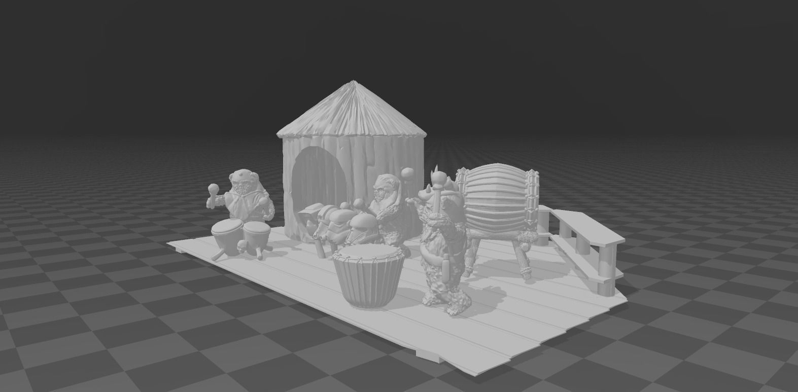 Star Wars Ewok musicians Diorama 3D print model_1