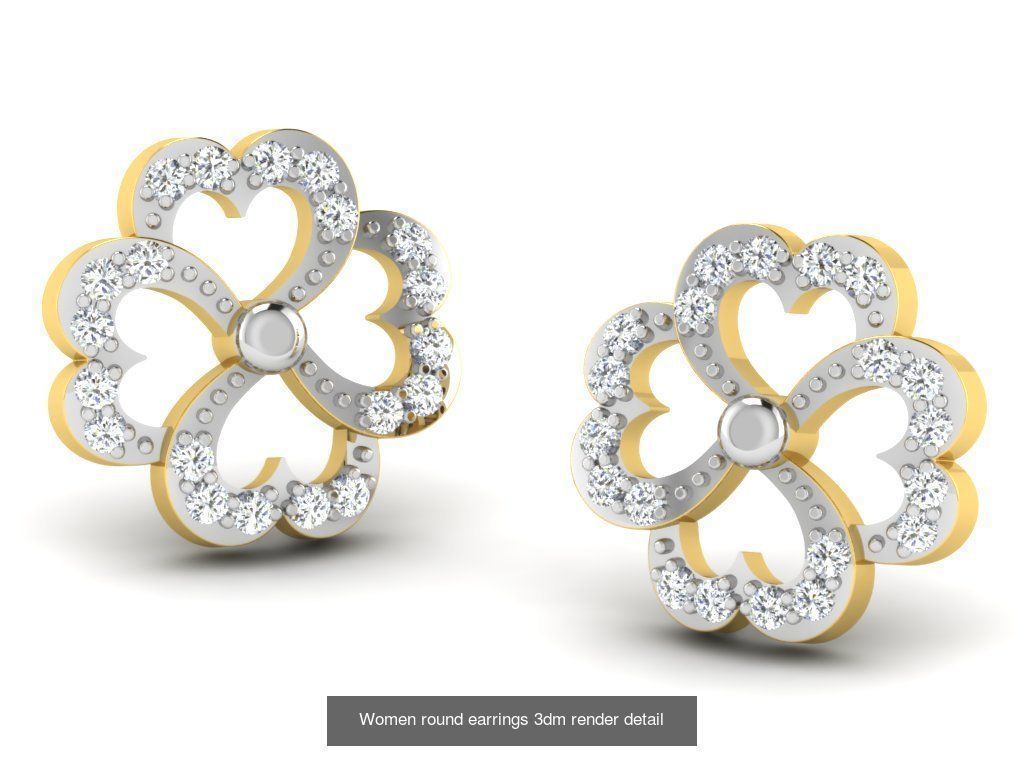 100 Women earrings 3dm render detail 3D Model Collection_32