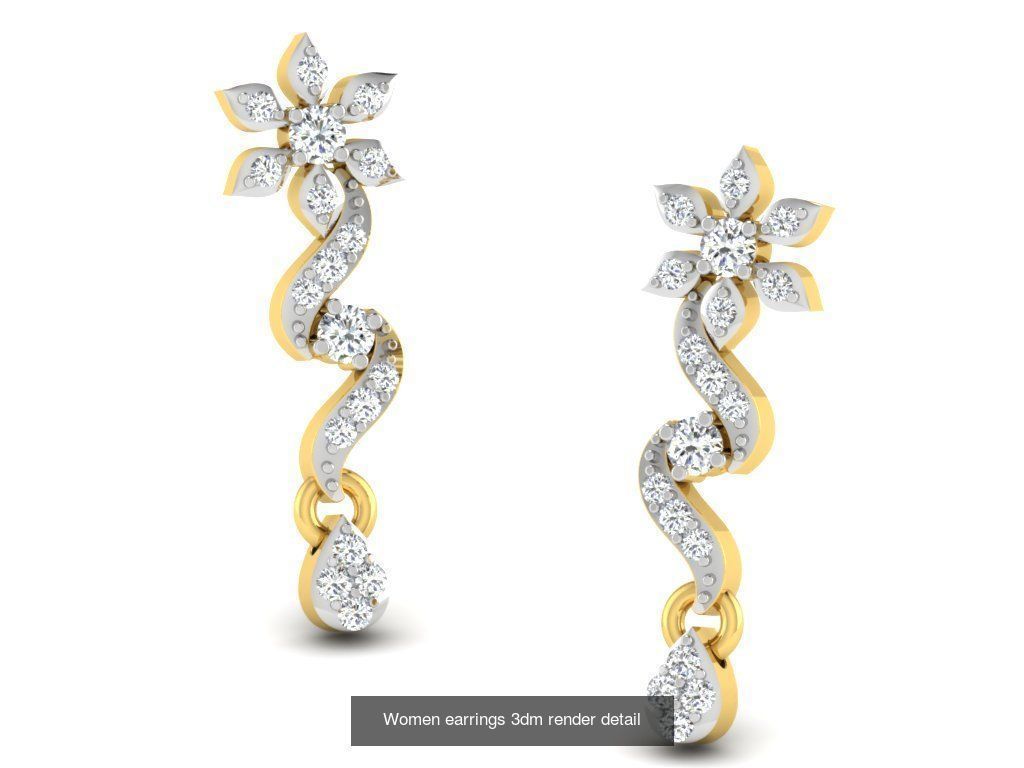 100 Women earrings 3dm render detail 3D Model Collection_26