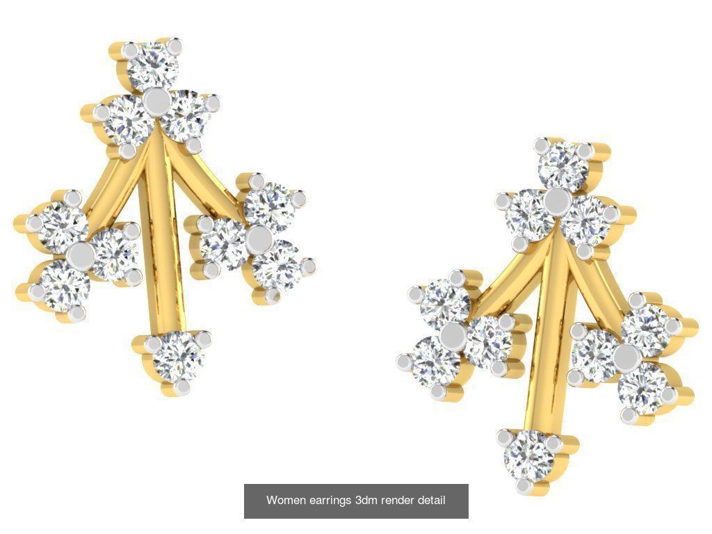 100 Women earrings 3dm render detail 3D Model Collection_105