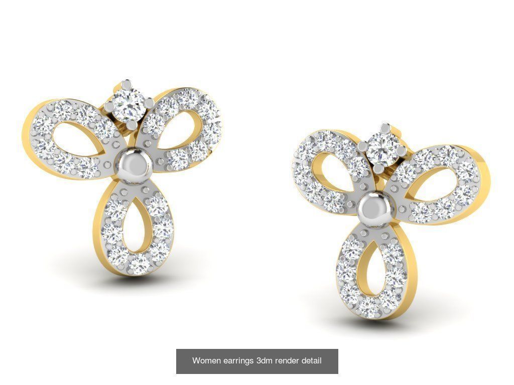 100 Women earrings 3dm render detail 3D Model Collection_41