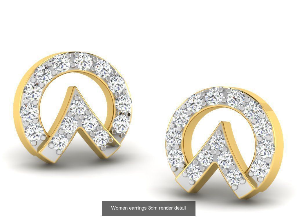 100 Women earrings 3dm render detail 3D Model Collection_66