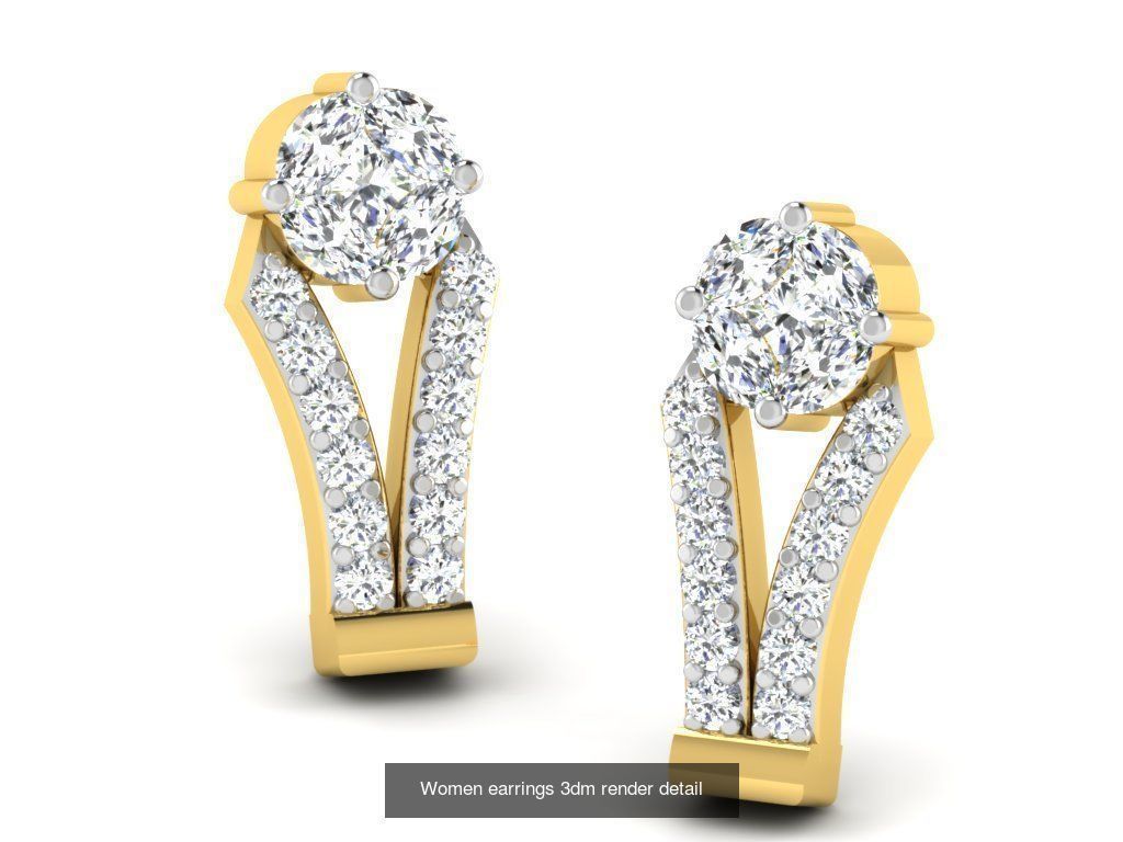 100 Women earrings 3dm render detail 3D Model Collection_18