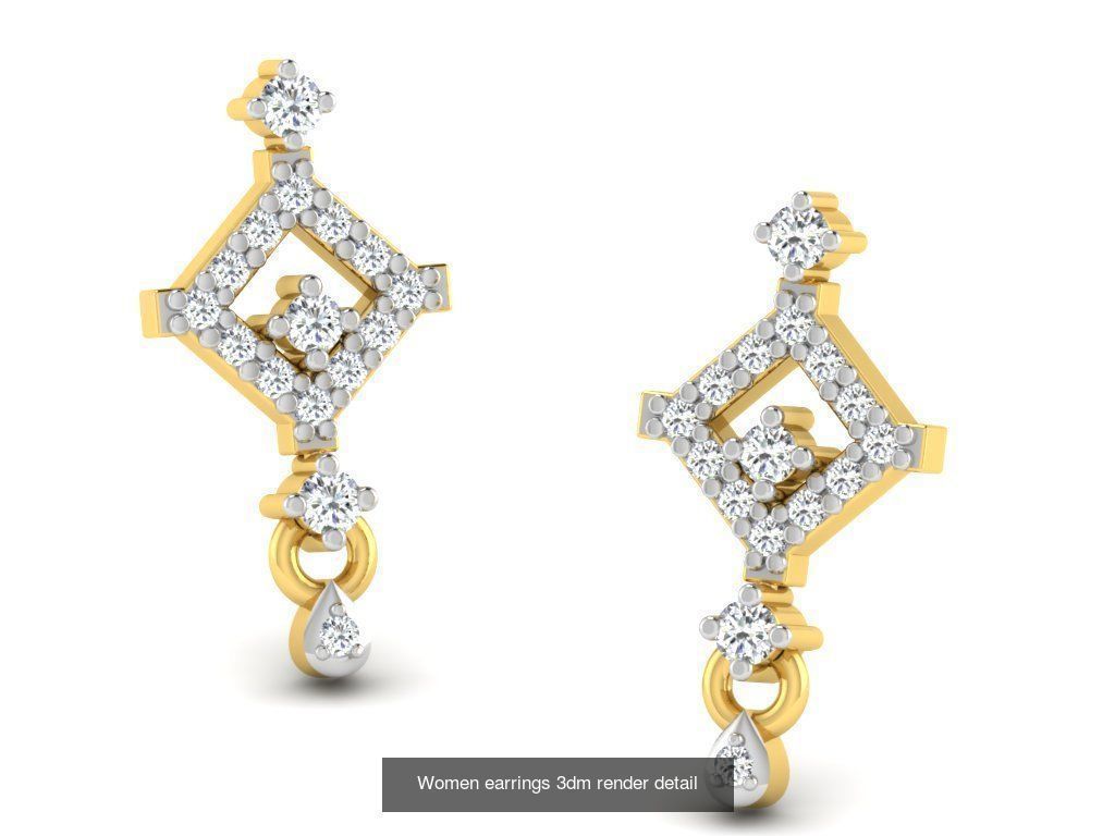 100 Women earrings 3dm render detail 3D Model Collection_45