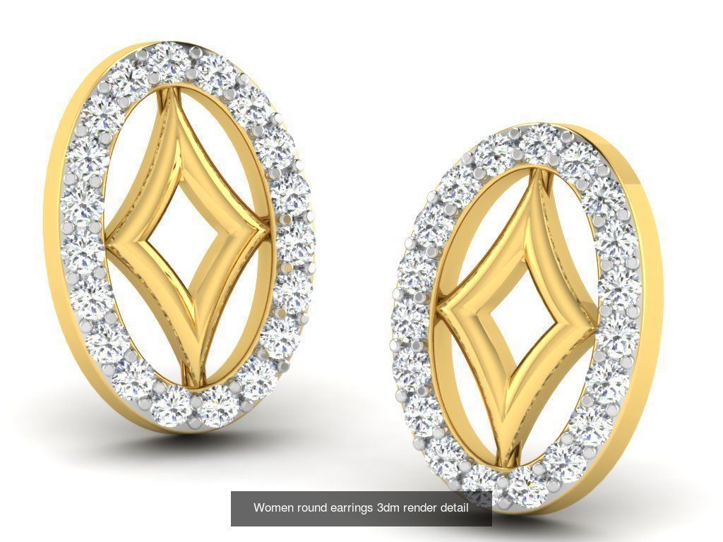 100 Women earrings 3dm render detail 3D Model Collection_59