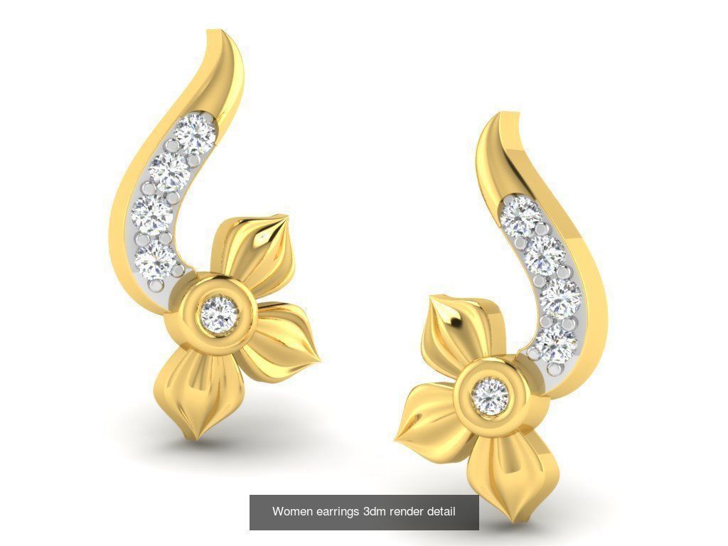100 Women earrings 3dm render detail 3D Model Collection_64