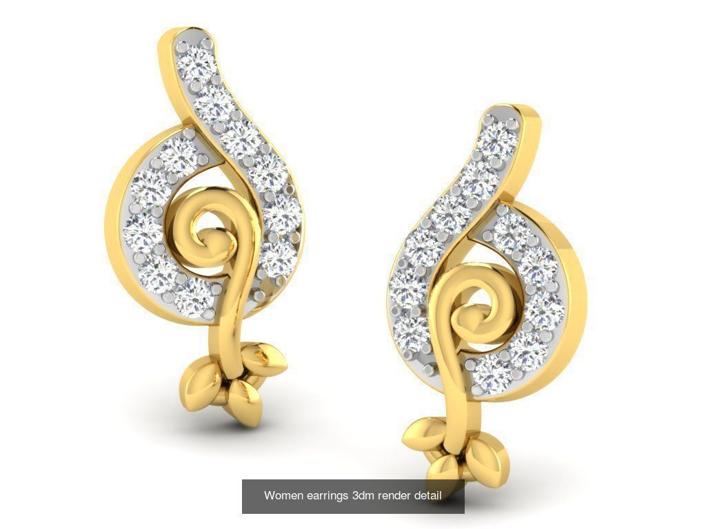 100 Women earrings 3dm render detail 3D Model Collection_78
