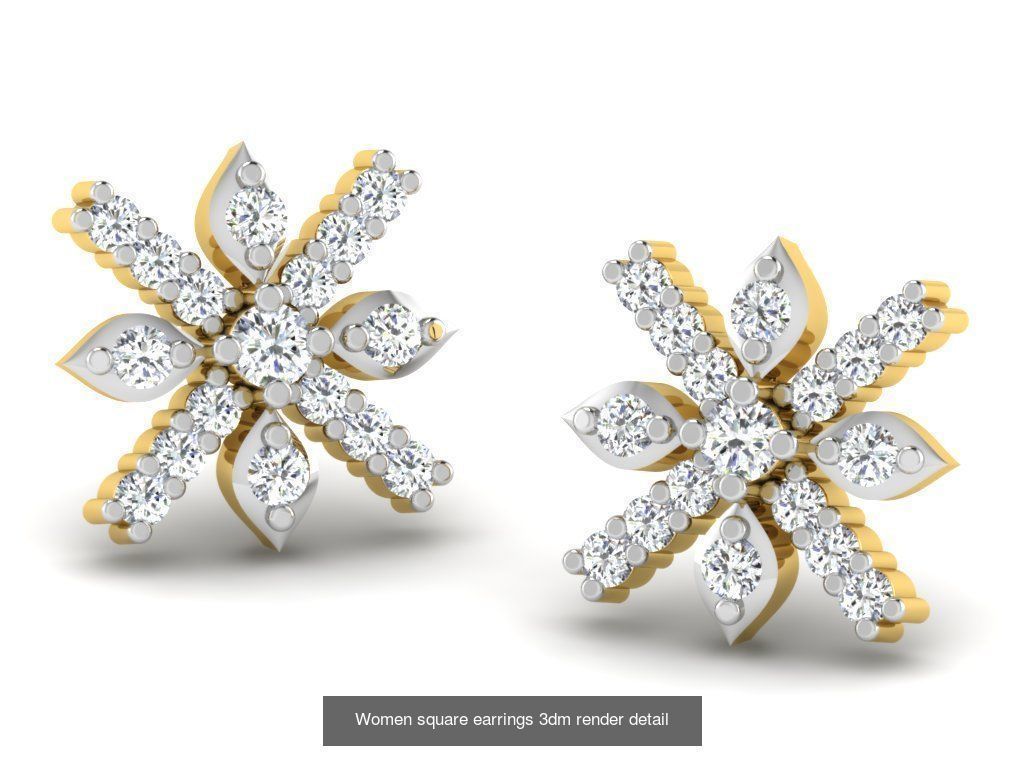 100 Women earrings 3dm render detail 3D Model Collection_42