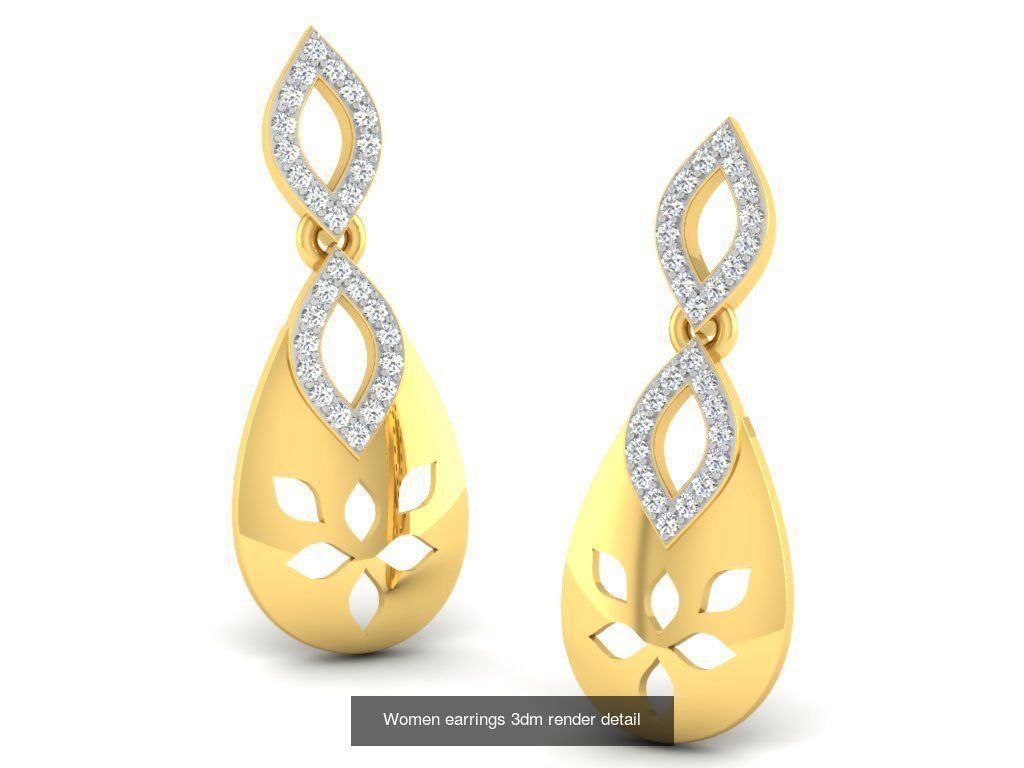 100 Women earrings 3dm render detail 3D Model Collection_85